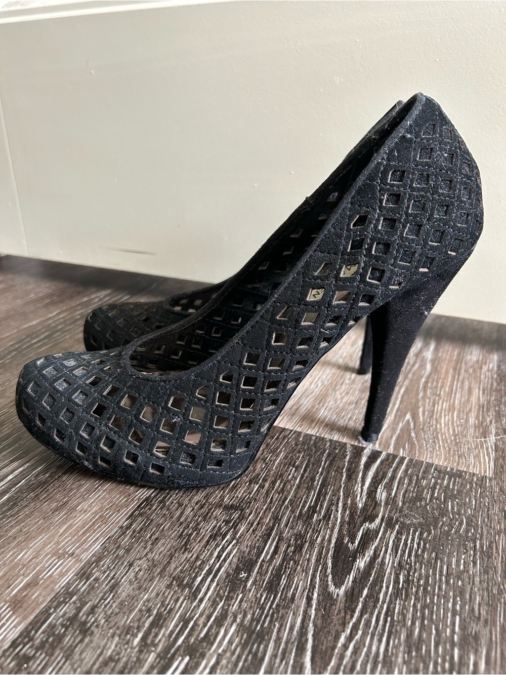 Steve Madden Black Laser-Cut Stiletto Heels